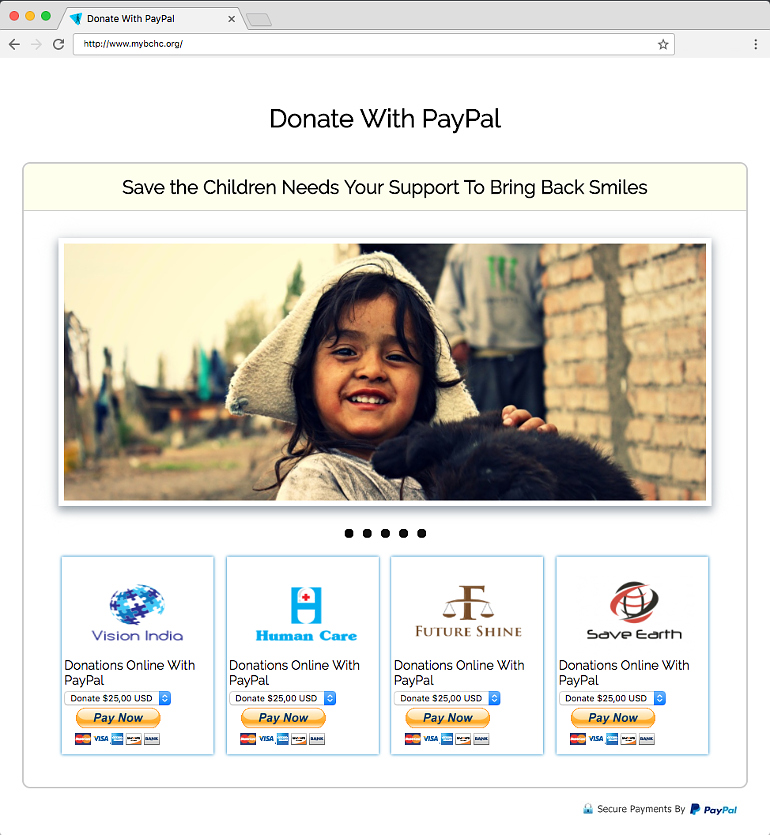 Charity donation site