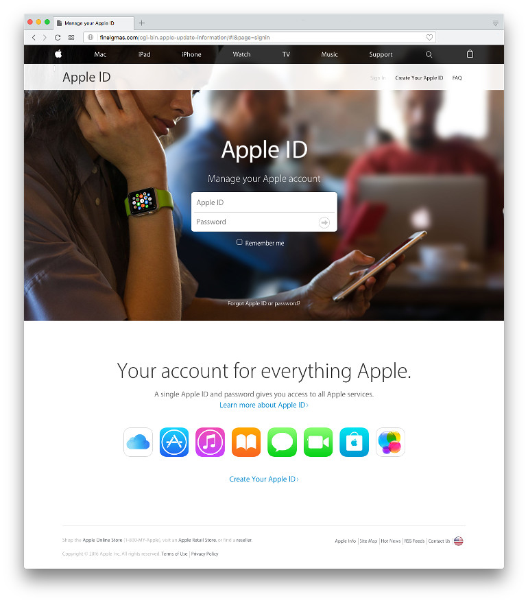 Fake Apple Store phishing site