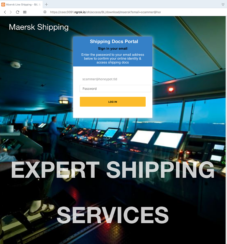 Fake Maersk (phishing) website