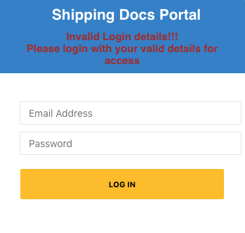 Fake Maersk (phishing) website after logging in